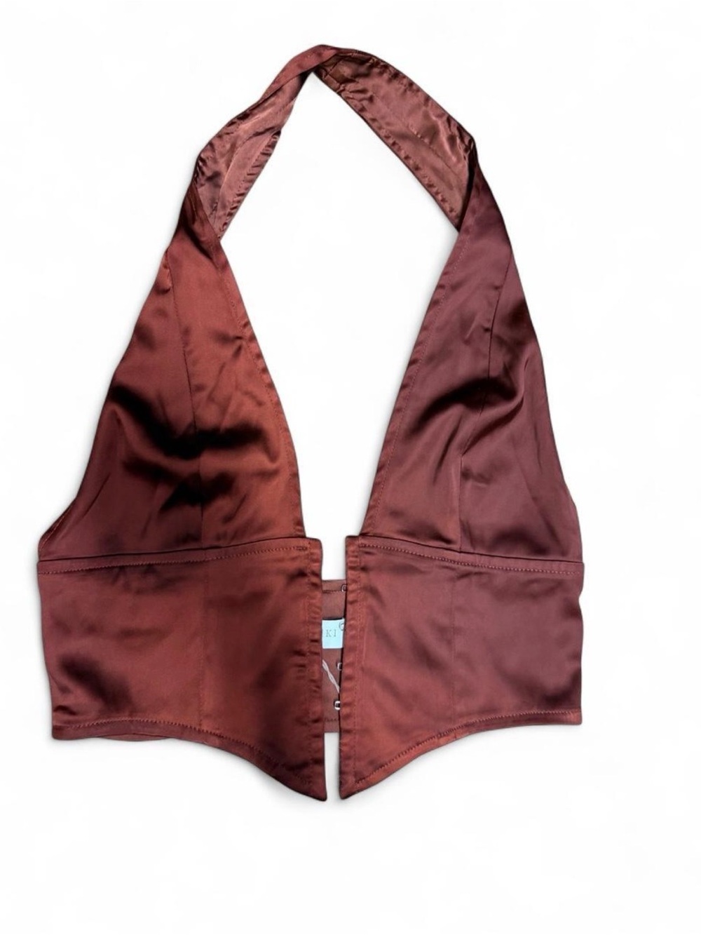 Meshki Deep V Halter Corset Top - Burgundy